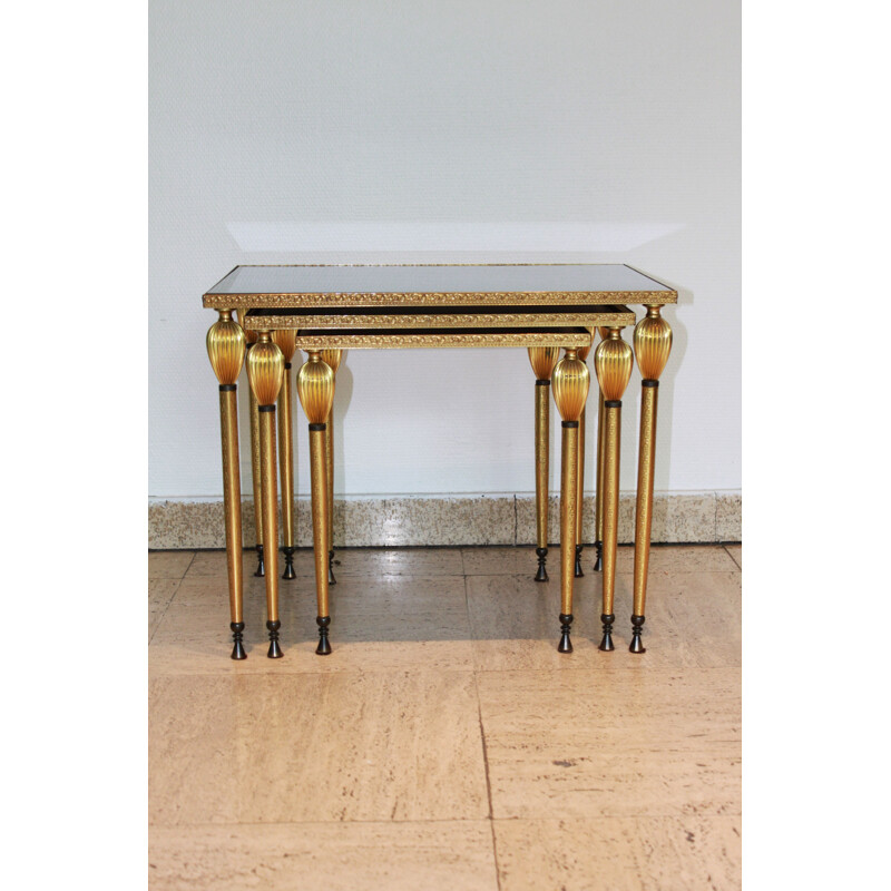 3 vintage nesting tables, Maison Jansen, 1970