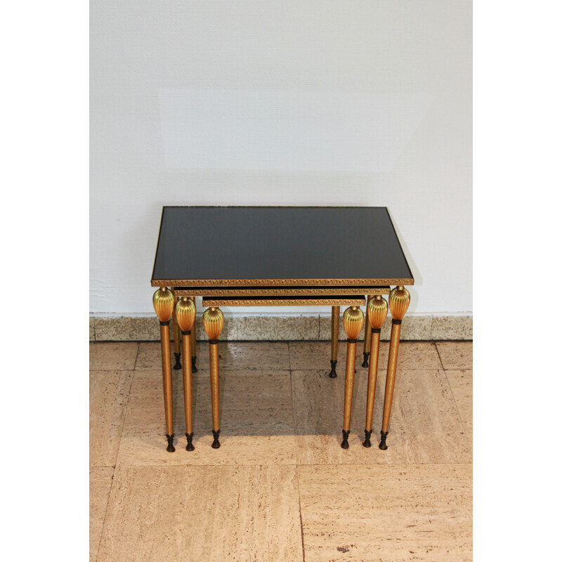 3 vintage nesting tables, Maison Jansen, 1970