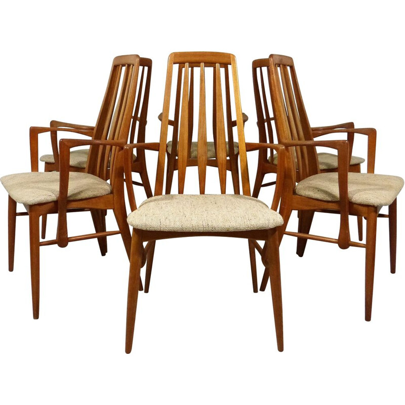 Set of 6 vintage dining chairs Eva by Niels Koefoed for Hornslet Denmark, 1960s