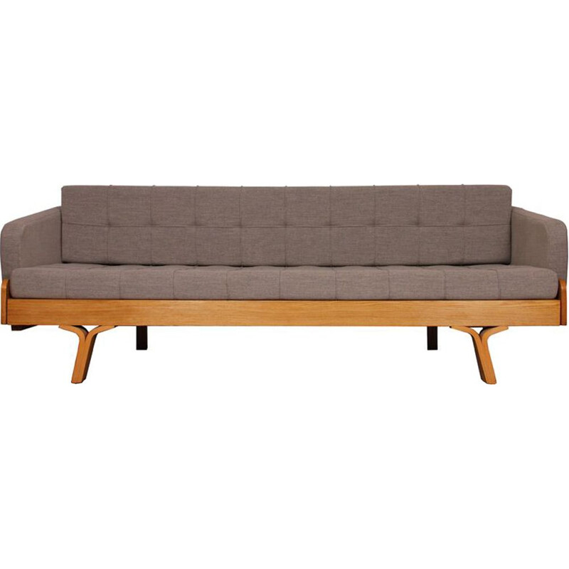 Vintage sofa for Drevopodnik Holesov in grey fabric and wood 1960