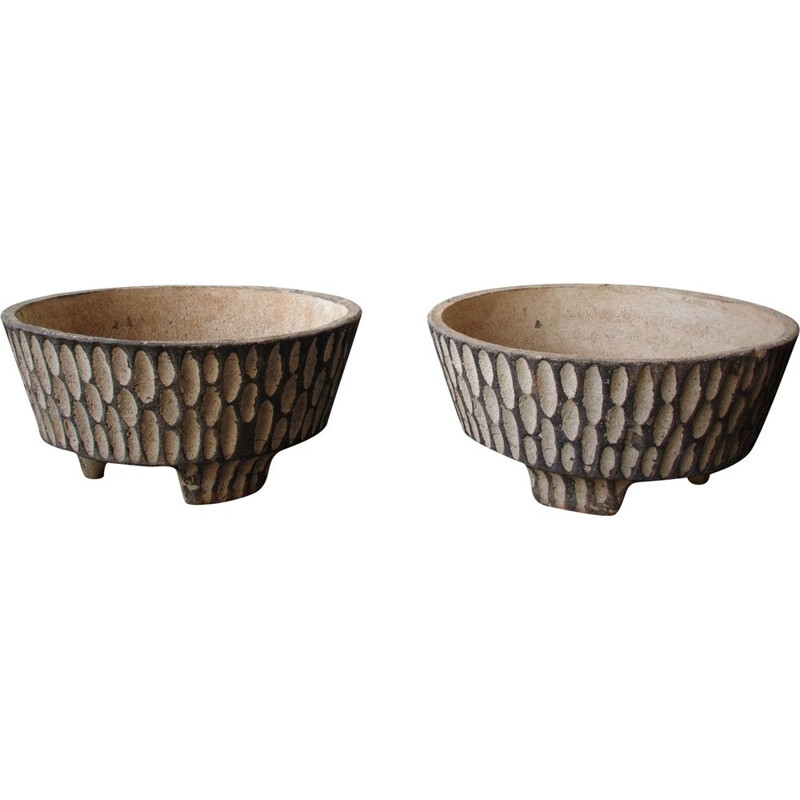 Pair of vintage concrete planters 1970s