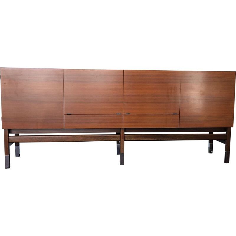 Vintage Prestige sideboard for Huchers-Minvielle in Rio rosewood and chrome metal 1960