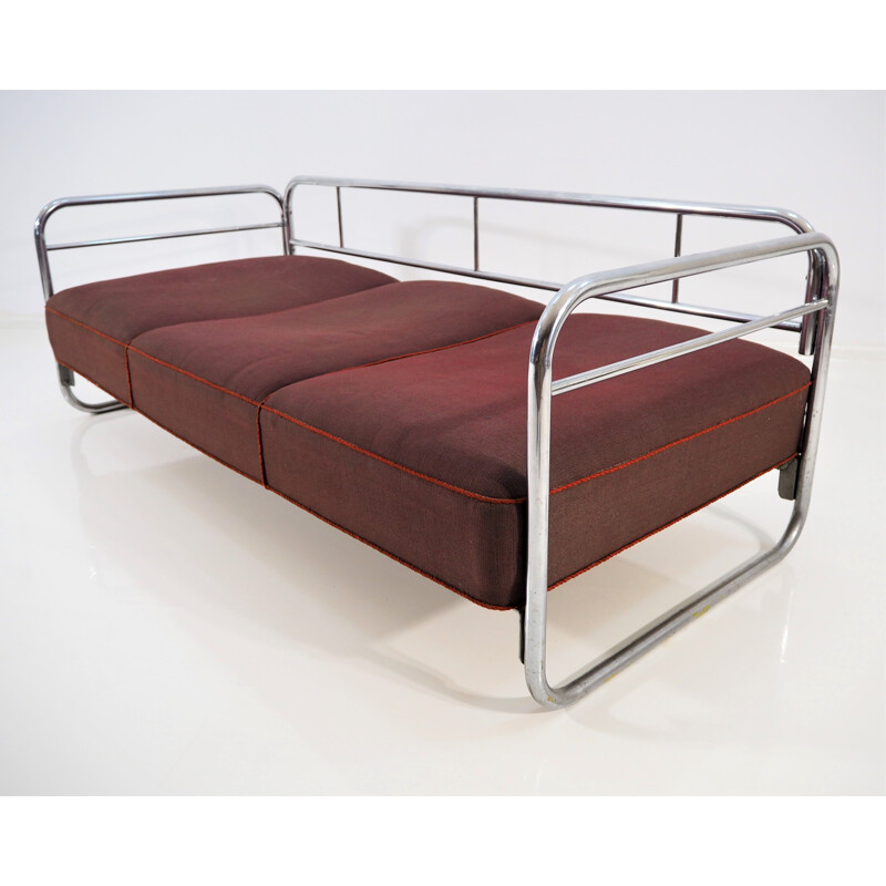 Vintage Sofa by Robert Slezak,Chrome, Czech, 1930s