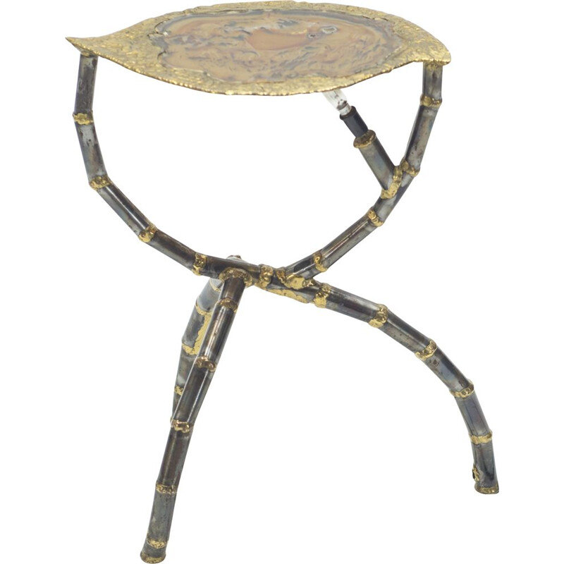 Vintage side table brass sculpture by Henri Fernandez for Maison Honoré 1970