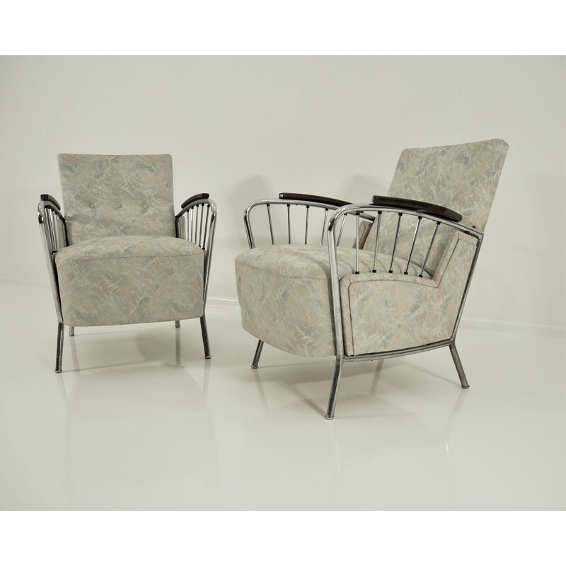 Ensemble de 2 fauteuils chromés vintage, 1970