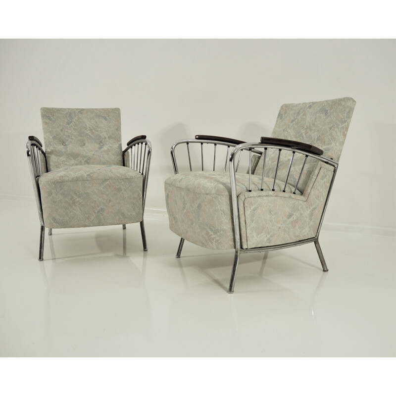 Set of 2 vintage chrome armchairs, 1970s