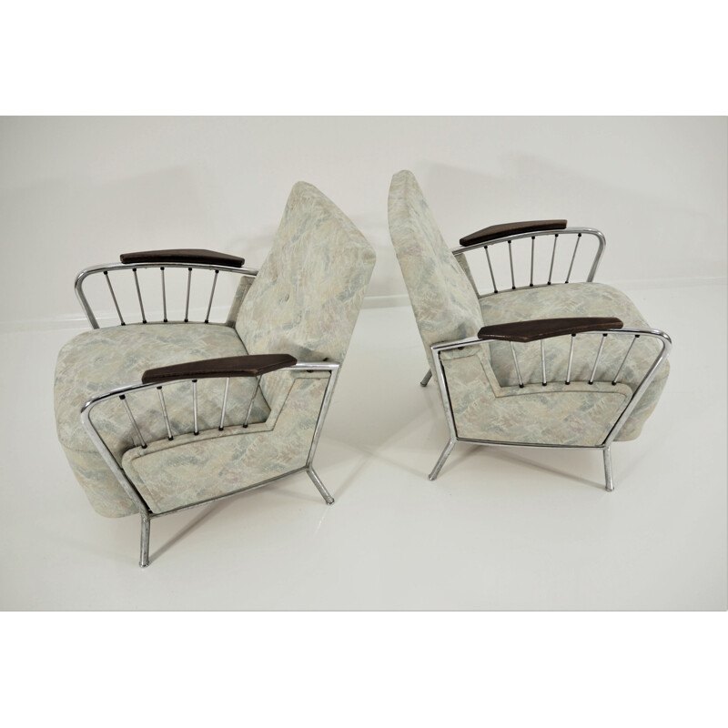 Set of 2 vintage chrome armchairs, 1970s