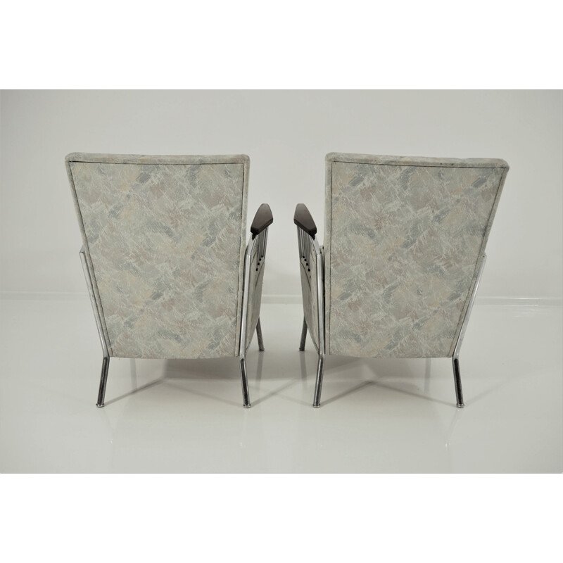 Set of 2 vintage chrome armchairs, 1970s