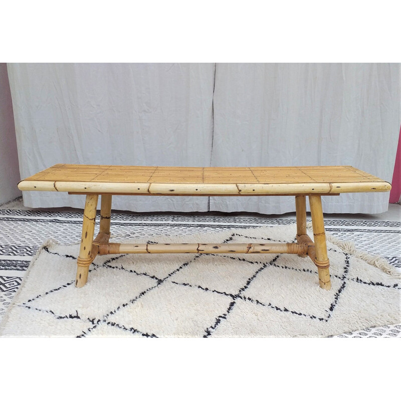 Vintage bench in Rattin and bamboo 1970