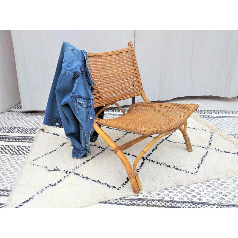 Vintage armchair in rattan 1970