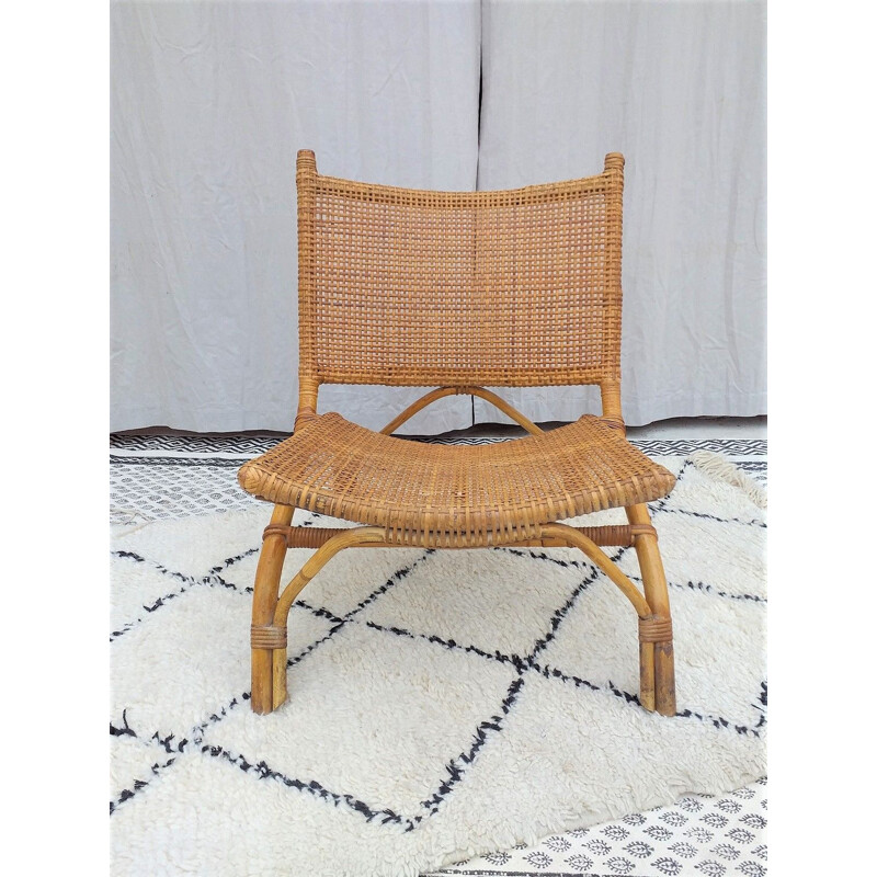 Vintage armchair in rattan 1970