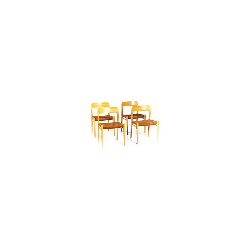 Vintage Set of 4 Chairs No. 75  by Niels Otto Møller for J.L. Møllers, 1960s
