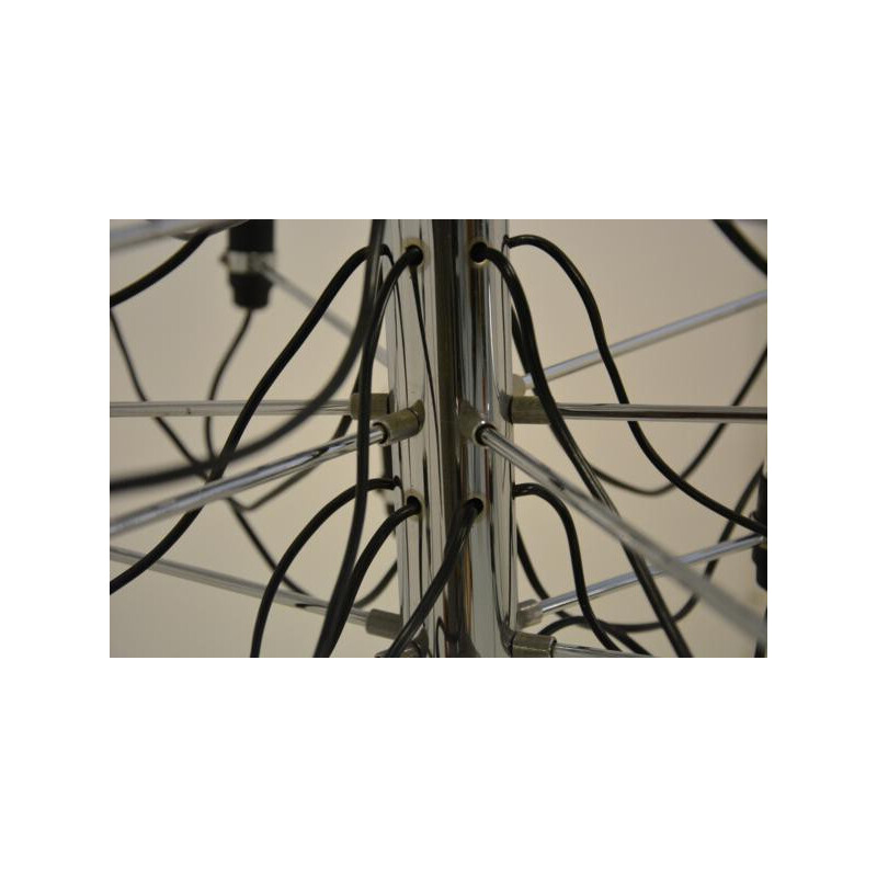 Arteluce chandelier in chromed steel, Gino SARFATTI - 1958
