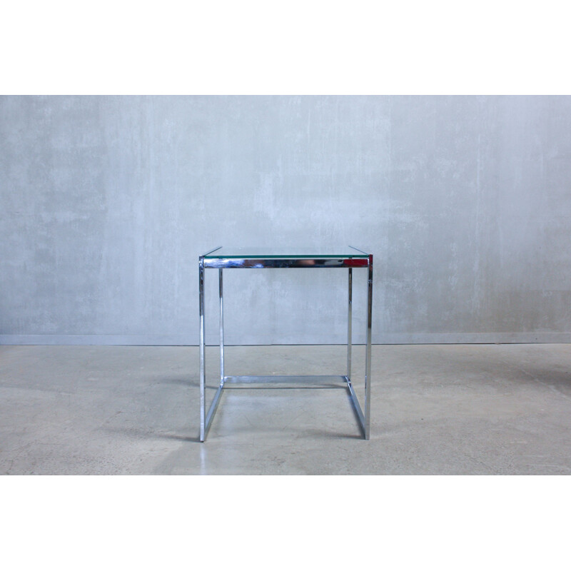 Table d'appoint vintage en chrome et verre, Angleterre, 1970