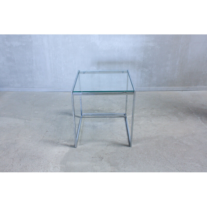 Vintage Side Table in Chrome and Glass, United Kingdom, 1970s