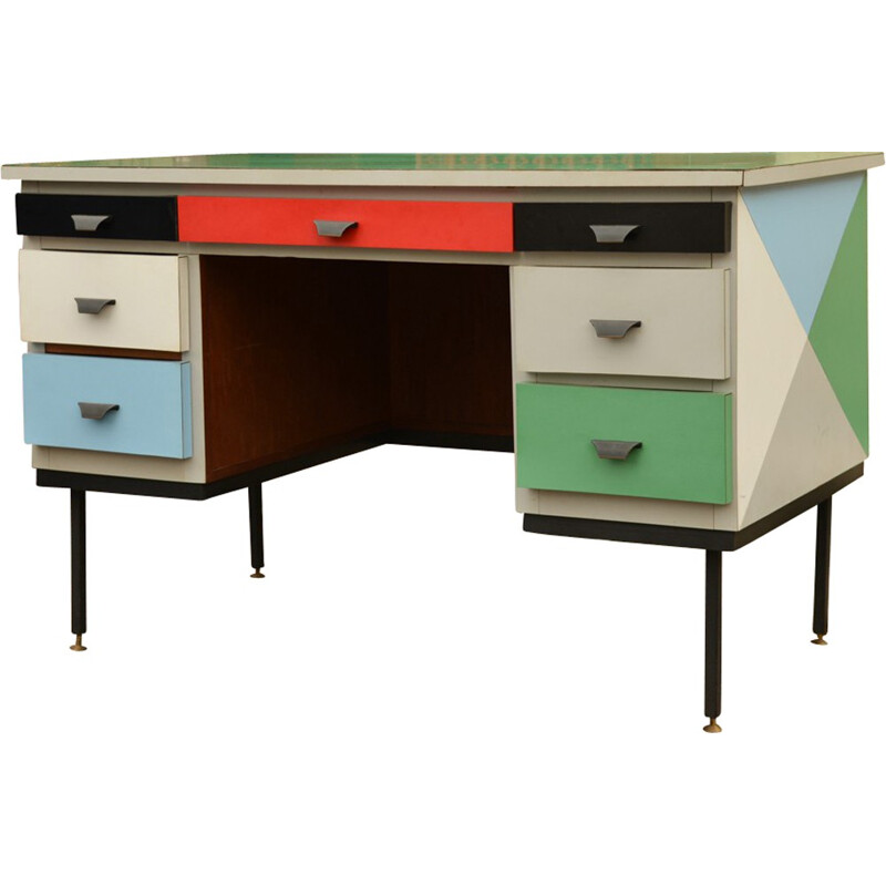 Vintage desk in formica and metal - 1960s