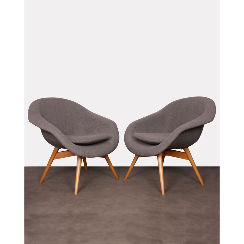 Pair of vintage armchairs by Miroslav Navratil for Vertex, 1960