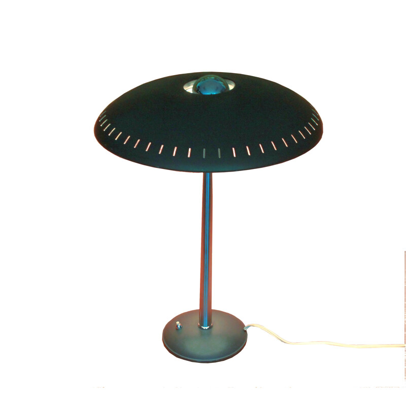 Lampe de bureau Vintage verte Evoluon modèle soucoupe par Louis Kalff pour Philips, 1950 1960 