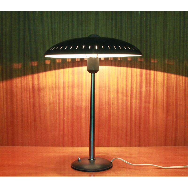 Lampe de bureau Vintage verte Evoluon modèle soucoupe par Louis Kalff pour Philips, 1950 1960 