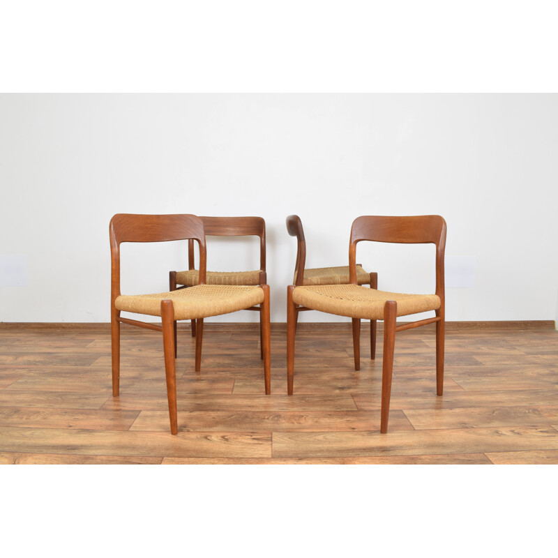 Set of 4 Model 75 vintage Chairs by Niels Otto (N. O.) Møller for J.L. Møllers, 1960s