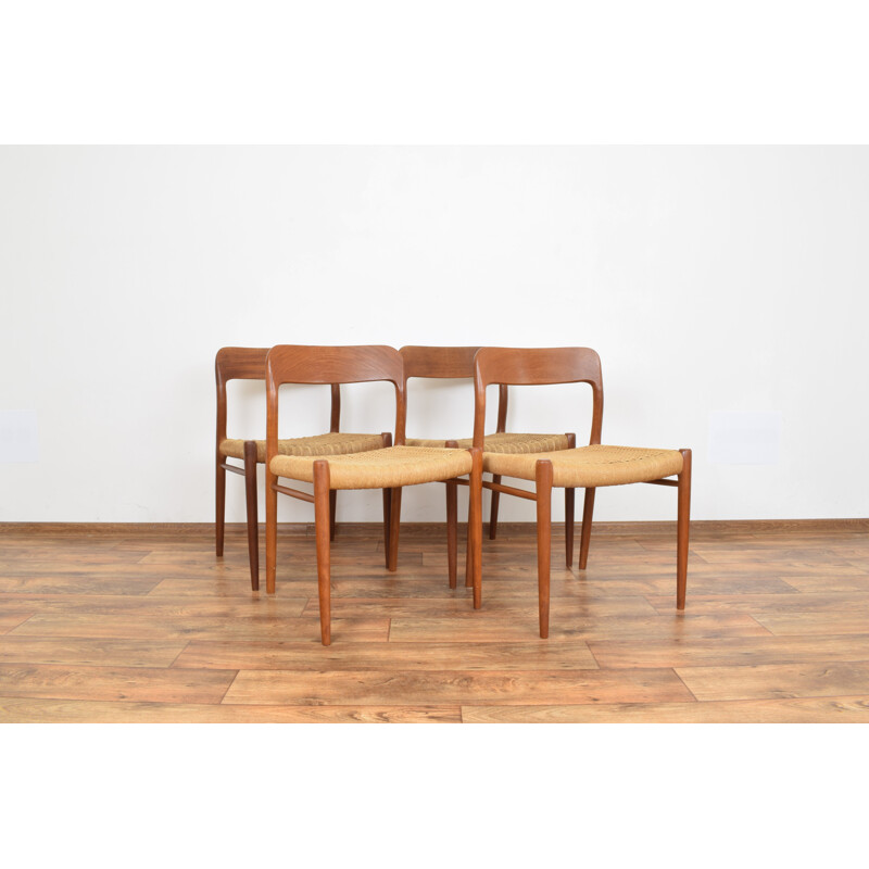 Set of 4 Model 75 vintage Chairs by Niels Otto (N. O.) Møller for J.L. Møllers, 1960s