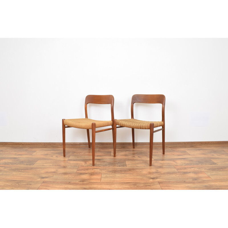 Set of 4 Model 75 vintage Chairs by Niels Otto (N. O.) Møller for J.L. Møllers, 1960s