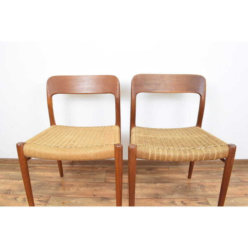 Set of 4 Model 75 vintage Chairs by Niels Otto (N. O.) Møller for J.L. Møllers, 1960s