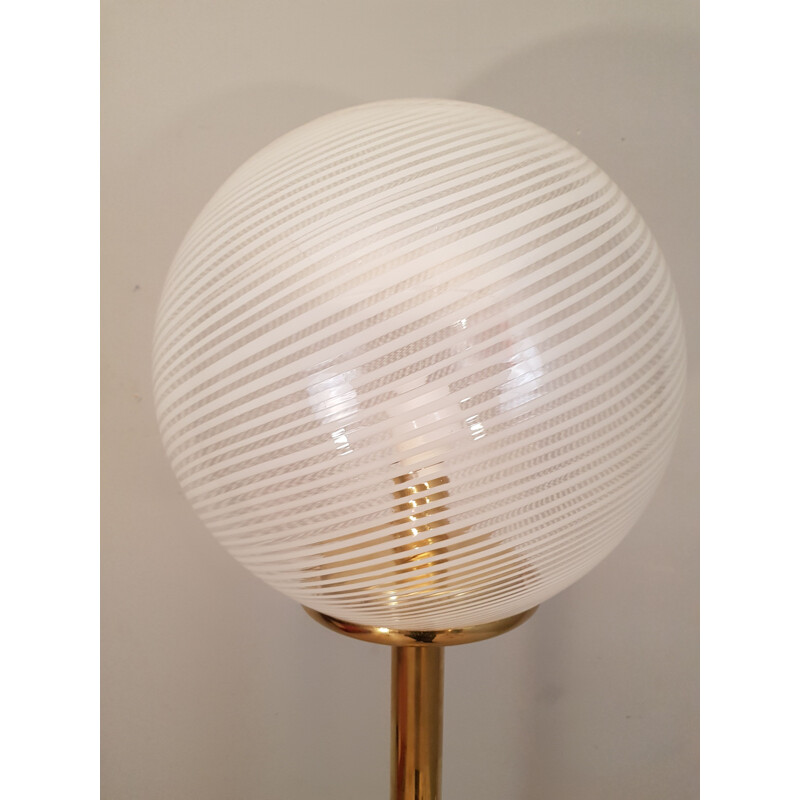 Vintage Tessuto floor lamp for Venini in brass and Murano glass 1980