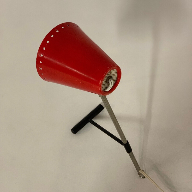 Vintage rode Bambi bureaulamp van Floris Fiedeldij voor Artimeta, 1950