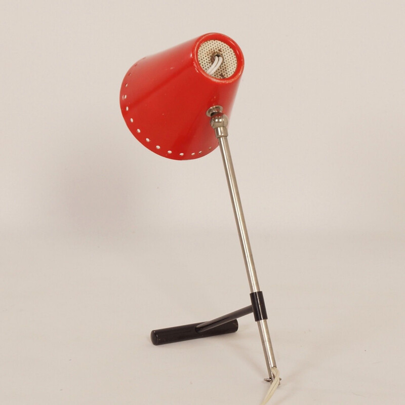 Lámpara de escritorio Bambi roja vintage de Floris Fiedeldij para Artimeta, 1950