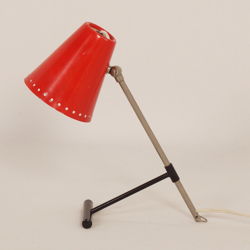 Lampada da tavolo Bambi rossa vintage di Floris Fiedeldij per Artimeta, 1950