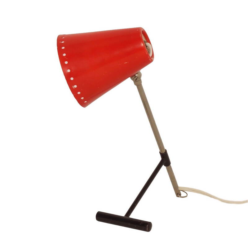 Lámpara de escritorio Bambi roja vintage de Floris Fiedeldij para Artimeta, 1950