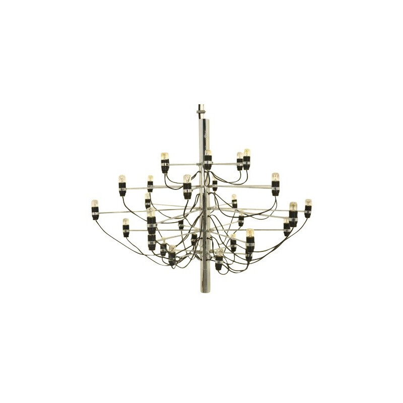 Arteluce chandelier in chromed steel, Gino SARFATTI - 1958