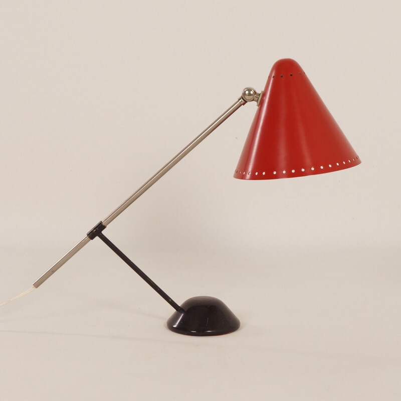 Red Table Lamp Model "M1" by Floris Fiedeldij for Artimeta, 1950s