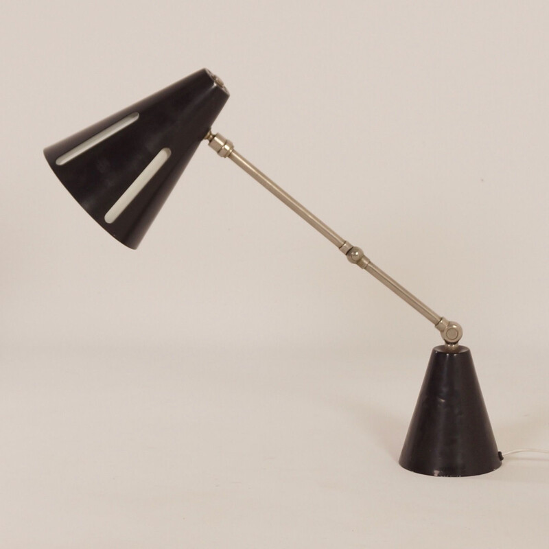 Vintage black lamp "Sun Series", model 7 by H. Busquet for Hala, 1950s