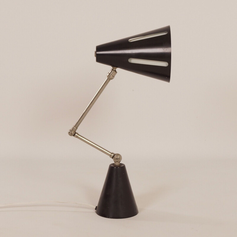 Vintage black lamp "Sun Series", model 7 by H. Busquet for Hala, 1950s