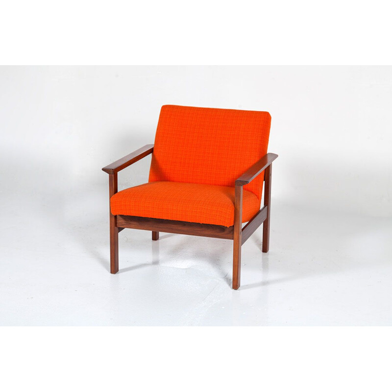 Fauteuil vintage danois en palissandre et laine 1960