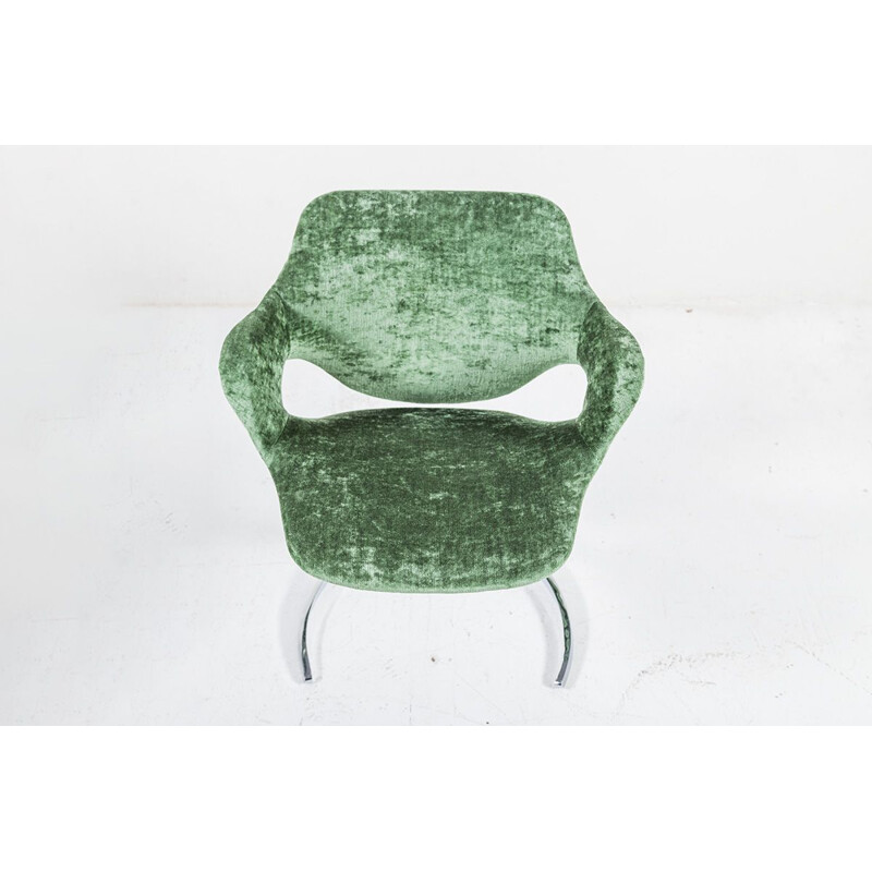 Set of 4 vintage green chairs for Mobilier Modulaire Moderne 1970s