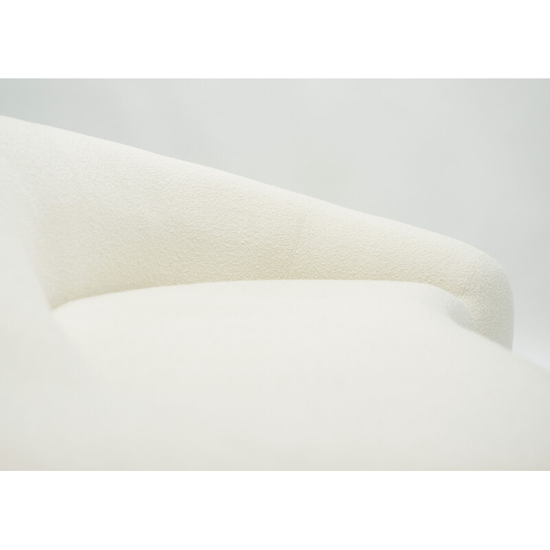 Vintage sofa for Honoré Paris in white wool 1970