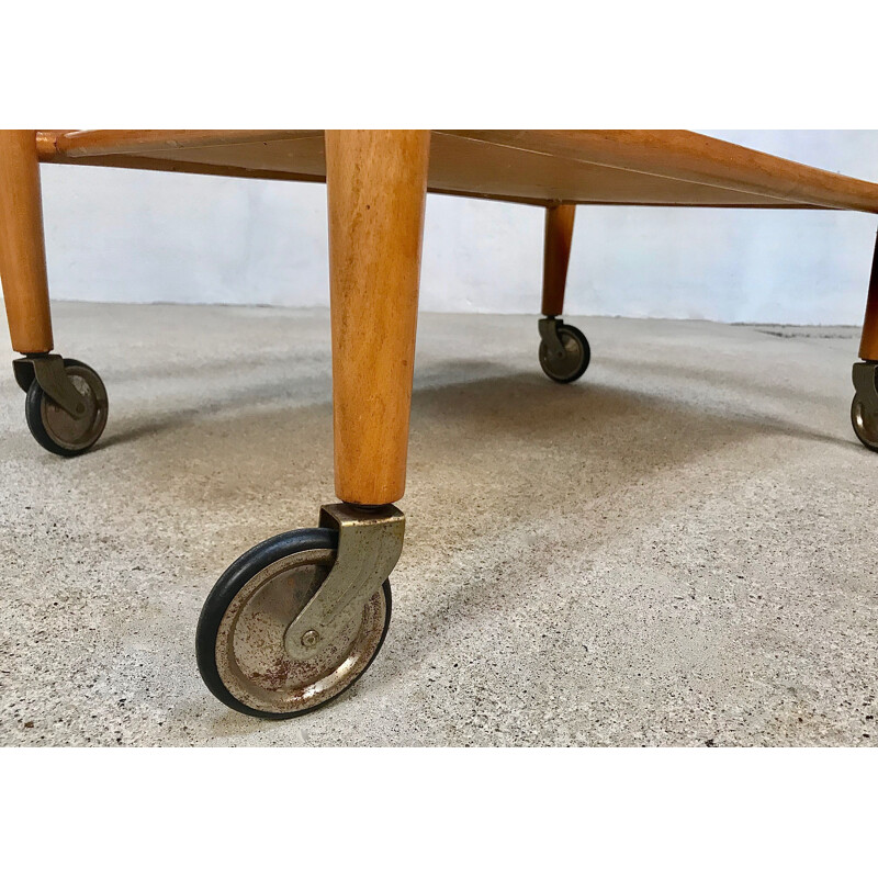 Vintage german serving trolley in glass and brass 1950s