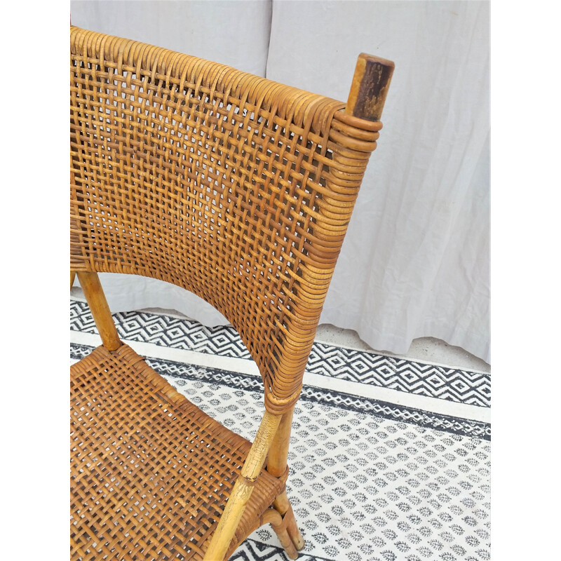 French vintage chair in rattan 1970