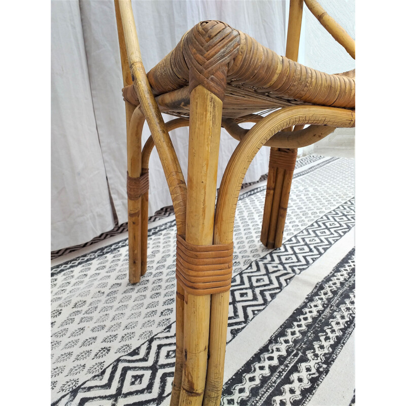 French vintage chair in rattan 1970