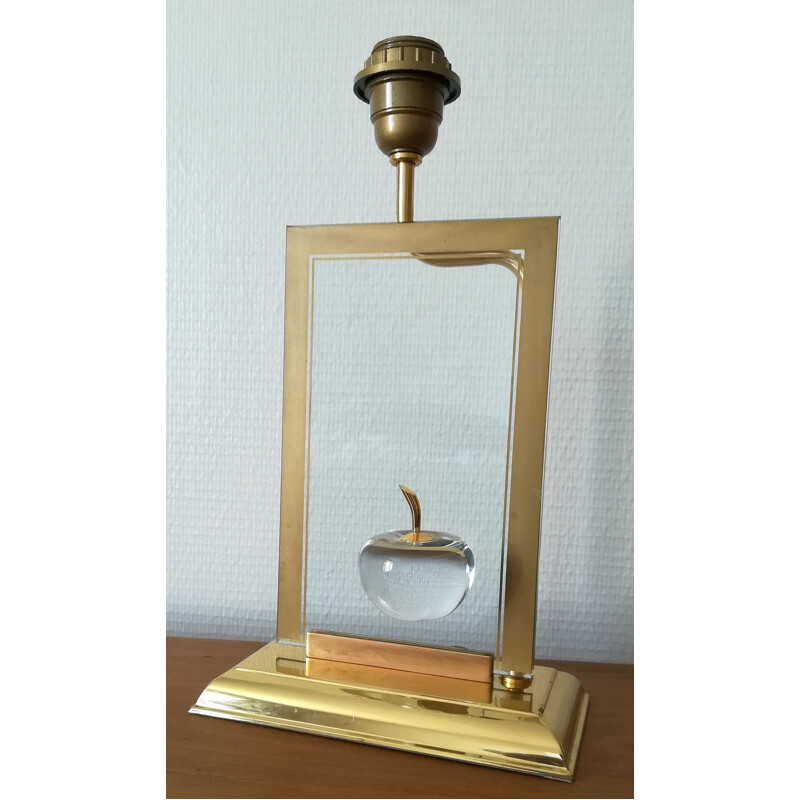 Lampe vintage pour Le Dauphin en verre et laiton 1970