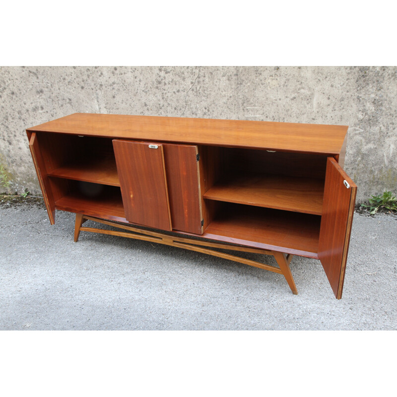 Vintage French teak wood sideboard from the 1950s