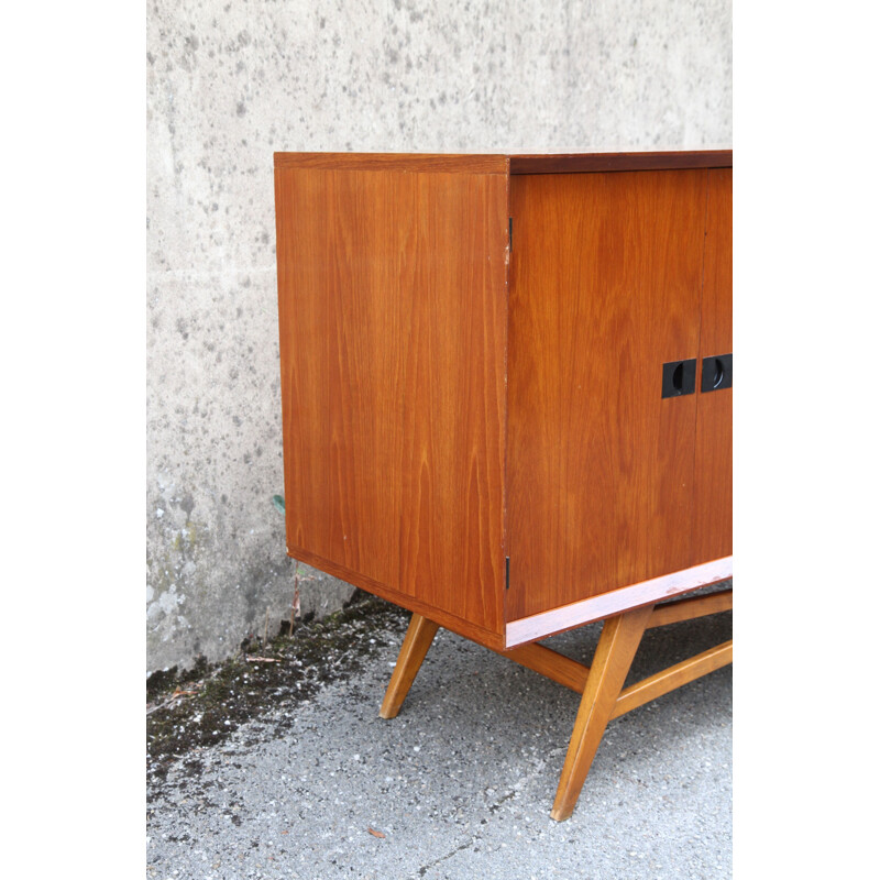 Vintage French teak wood sideboard from the 1950s