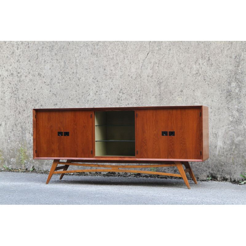 Vintage French teak wood sideboard from the 1950s