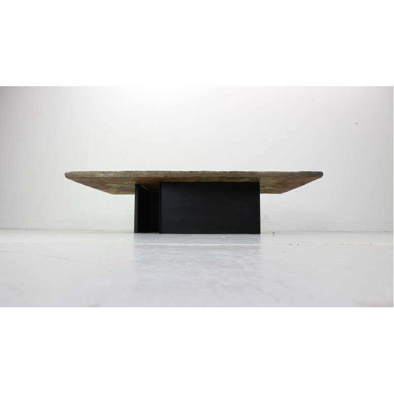 Vintage coffee table by Paul Kingma in ceramic and slate 1980s