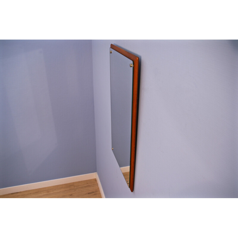 Vintage danish mirror with teak list 1970s