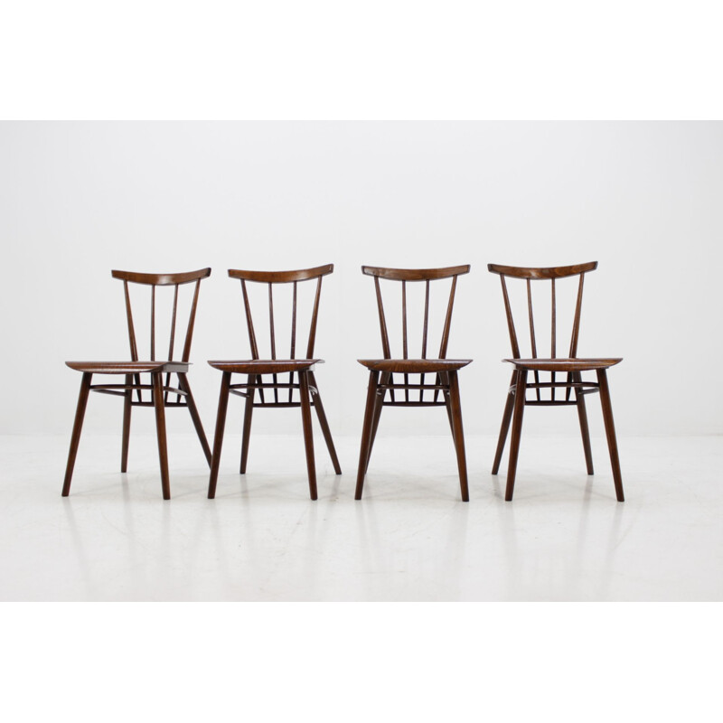 Set of 4 vintage chairs for Tatra in wood 1960