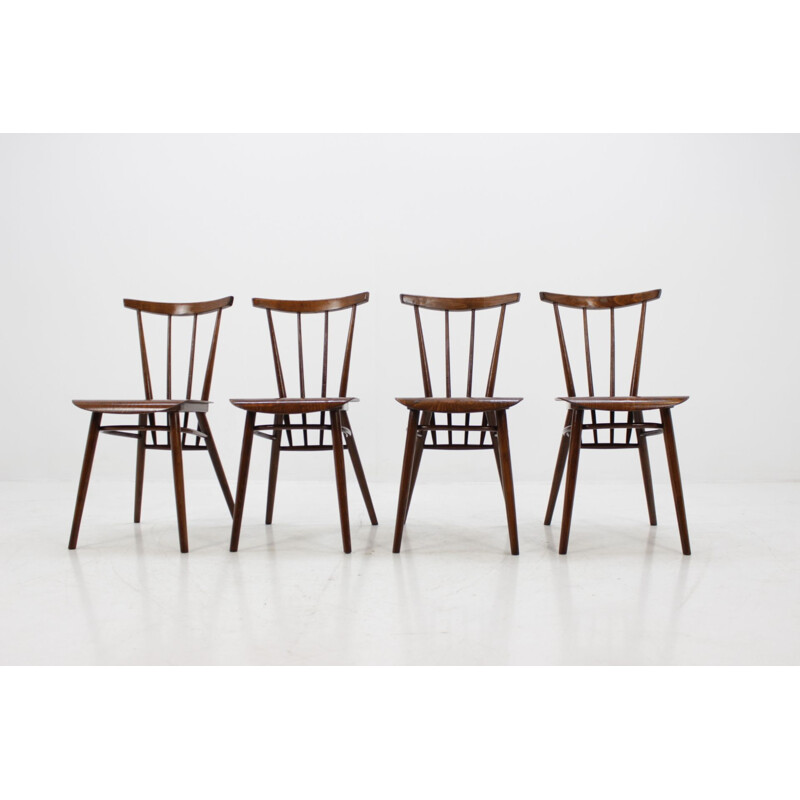 Conjunto de 4 cadeiras Tatra vintage em madeira 1960